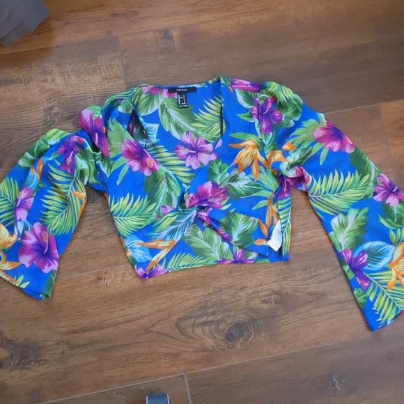 Tropical Hawaiian print crop top forever 21 - Picture 1 of 4